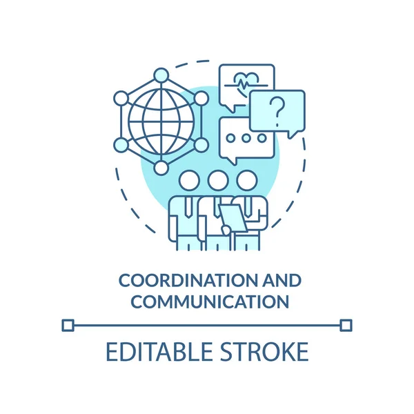 Координация Коммуникационная Бирюзовая Концепция Икона Усилия Обеспечению Готовности Пандемии Абстрактная — стоковый вектор
