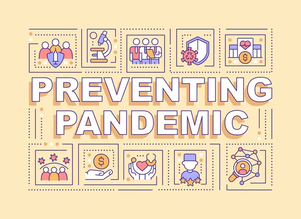 Preventing Pandemic Word Concepts Yellow Banner Public Health Infographics Editable — Vetor de Stock