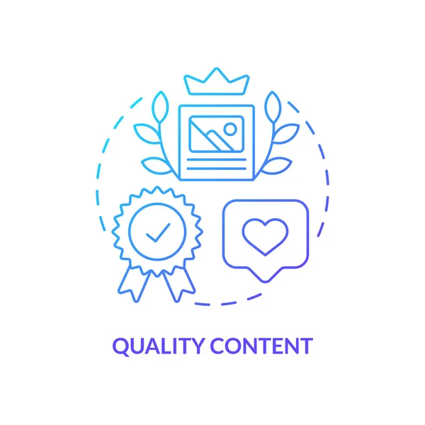 Quality Content Blue Gradient Concept Icon Great Website Feature Abstract — Vector de stock