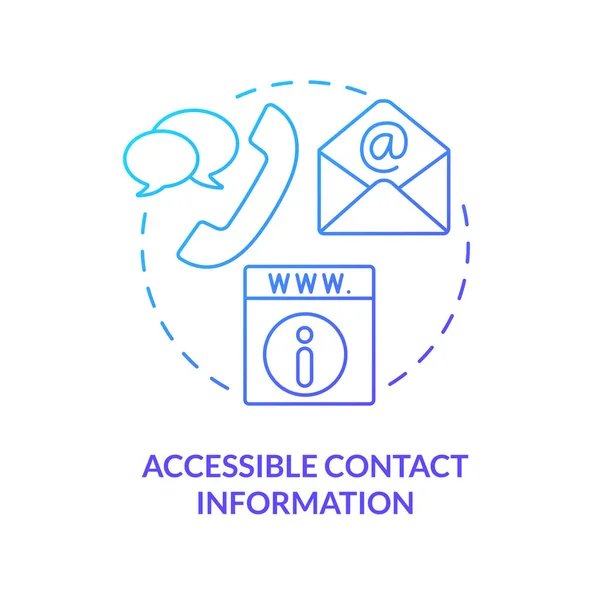 Accessible Contact Information Blue Gradient Concept Icon Quality Good Website — Vettoriale Stock