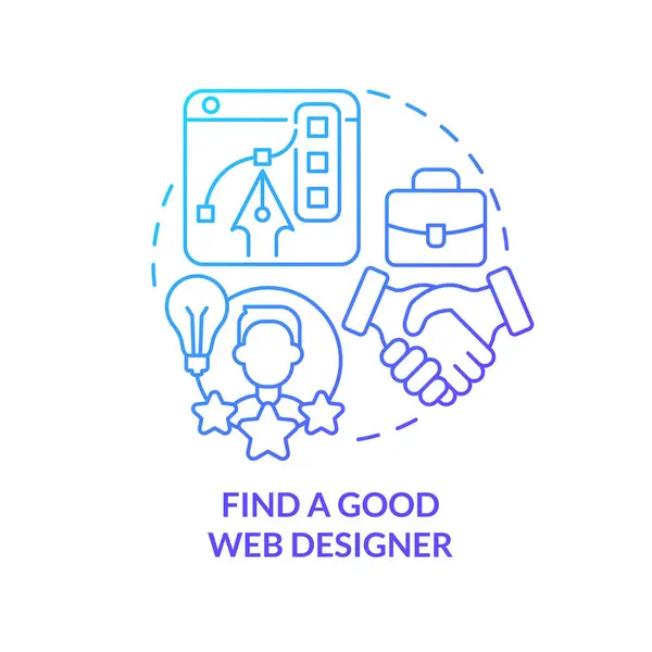 Find Good Web Designer Blue Gradient Concept Icon Building Better — Vector de stock