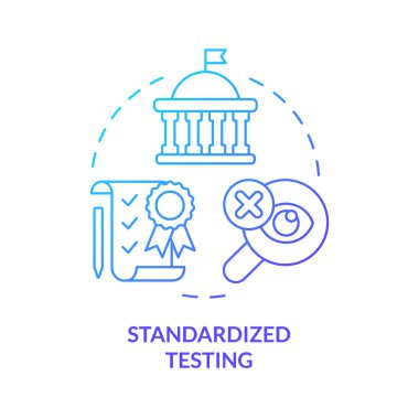 Standardized testing blue gradient concept icon. Administrated exams. Major education issue abstract idea thin line illustration. Isolated outline drawing. Myriad Pro-Bold font used
