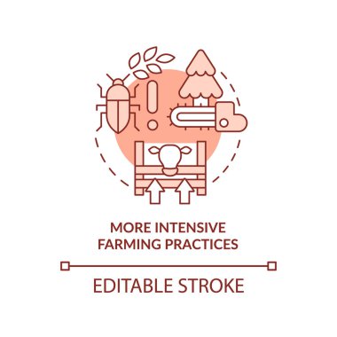 More intensive farming practices terracotta concept icon. Overpopulation effects abstract idea thin line illustration. Isolated outline drawing. Editable stroke. Arial, Myriad Pro-Bold fonts used