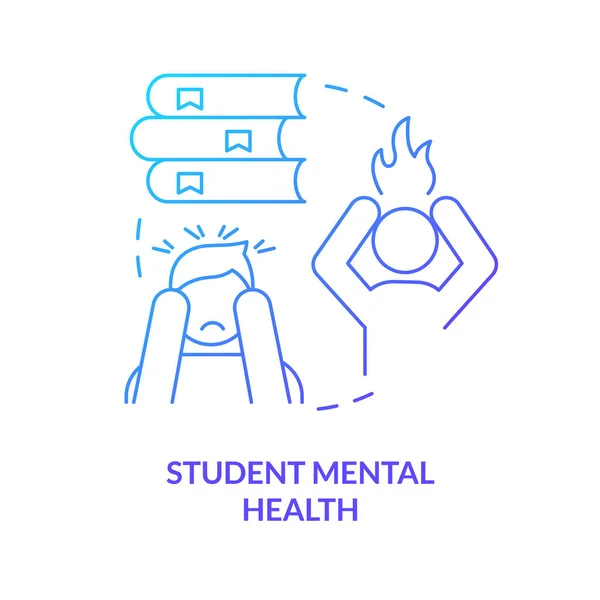 Student Mental Health Blue Gradient Concept Icon Stress Anxiety Issue — Stock Vector