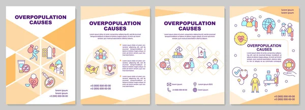 Overpopulation Causes Orange Brochure Template Growth Reasons Leaflet Design Linear —  Vetores de Stock