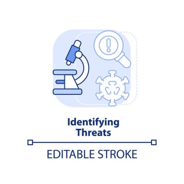 Açık mavi konsept ikonu tehditleri tanımlanıyor. Salgın için hazırlanma planı soyut fikir ince çizgi çizimi. İzole bir taslak çizim. Düzenlenebilir felç. Arial, Myriad Pro-Kalın yazı tipleri