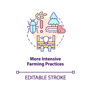 More intensive farming practices concept icon. Overpopulation effects abstract idea thin line illustration. Isolated outline drawing. Editable stroke. Arial, Myriad Pro-Bold fonts used