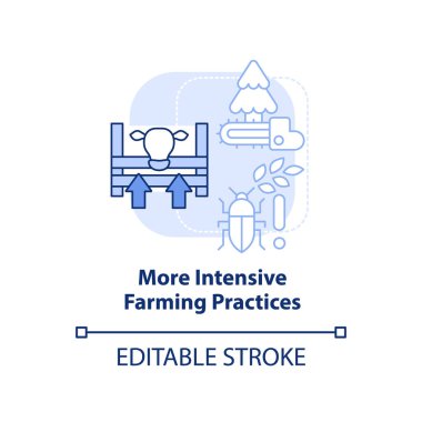 More intensive farming practices light blue concept icon. Overpopulation effects abstract idea thin line illustration. Isolated outline drawing. Editable stroke. Arial, Myriad Pro-Bold fonts used