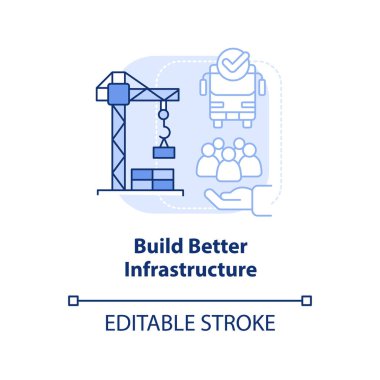 Daha iyi altyapı açık mavi konsept simgesi oluşturun. Aşırı kalabalıklaşan soyut fikirlerin ince çizgi çizimlerinin azaltılması. İzole bir taslak çizim. Düzenlenebilir felç. Arial, Myriad Pro-Kalın yazı tipleri
