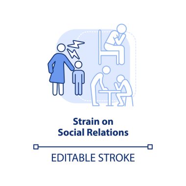 Strain on social relations light blue concept icon. Negative effect of overcrowding abstract idea thin line illustration. Isolated outline drawing. Editable stroke. Arial, Myriad Pro-Bold fonts used