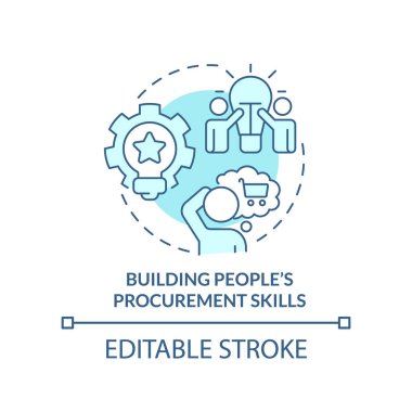 Turkuaz konsept ikonu inşa etmek. Strateji satın almak soyut fikir ince çizgi illüstrasyonu. İzole bir taslak çizim. Düzenlenebilir felç. Arial, Myriad Pro-Kalın yazı tipleri