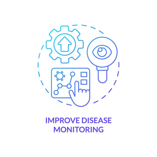 Improve Disease Monitoring Blue Gradient Concept Icon Illness Surveillance Pandemic - Stok Vektor