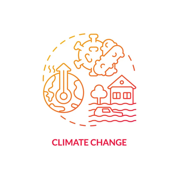 Значок Концепции Красного Градиента Изменения Климата Погода Инфекции Причина Повышенного — стоковый вектор