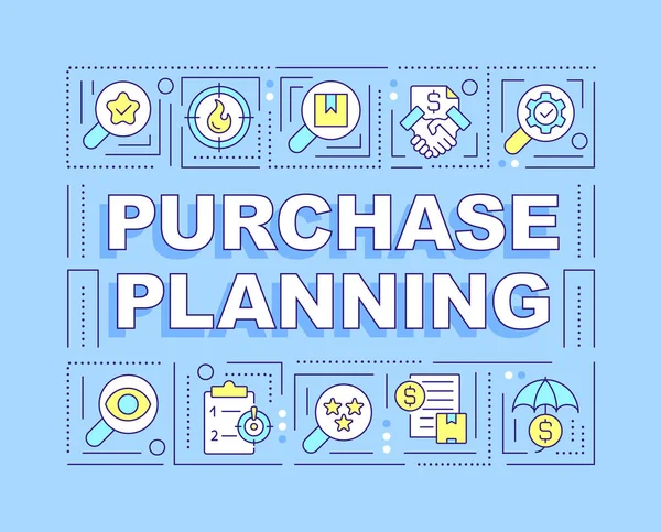 Purchase Planning Word Concepts Blue Banner Acquiring Goods Process Infographics — Stock vektor