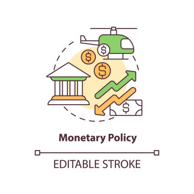 Monetary policy concept icon. Central bank regulations. Inflation cause abstract idea thin line illustration. Isolated outline drawing. Editable stroke. Arial, Myriad Pro-Bold fonts used