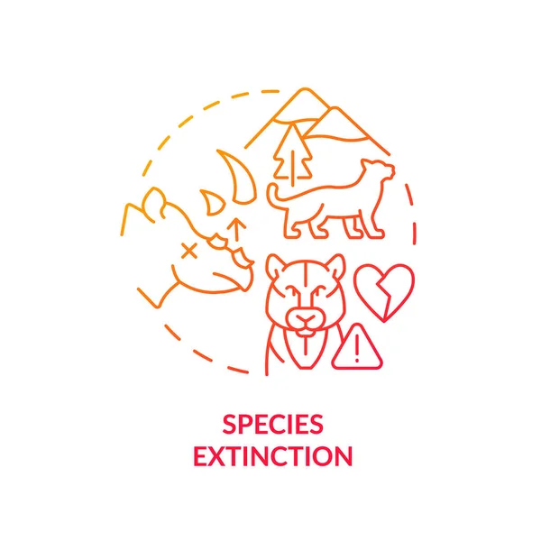 Species Extinction Red Gradient Concept Icon Wild Animals Loss Consequence — Stockvector