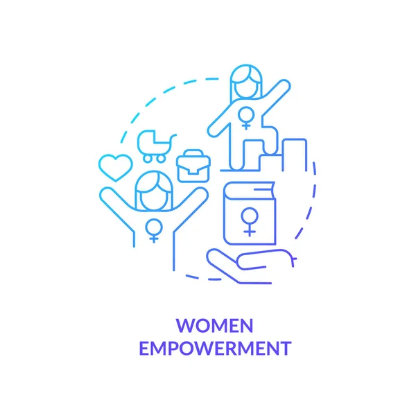 Women Empowerment Blue Gradient Concept Icon Society Development Solution Overpopulation — Stock vektor