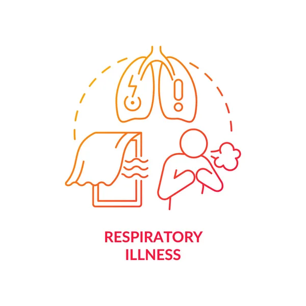 Respiratory Illness Red Gradient Concept Icon Infectious Diseases Health Effect - Stok Vektor