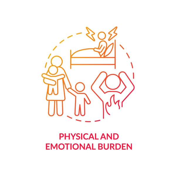 Physical Emotional Burden Red Gradient Concept Icon Distress Health Effects — 图库矢量图片