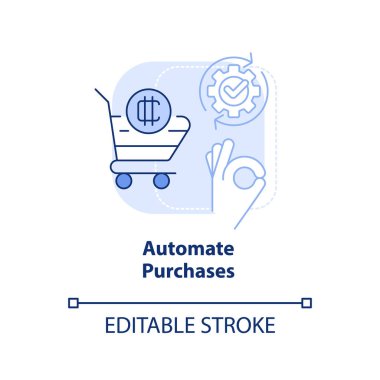 Açık mavi konsept ikonu satın alır. Algoritma oluştur. Kripto para birimi soyut fikir ince çizgi çizimi. İzole bir taslak çizim. Düzenlenebilir felç. Arial, Myriad Pro-Kalın yazı tipleri