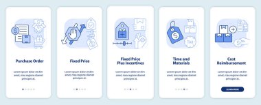 Satın alma anlaşmaları mobil uygulama ekranında açık mavi. Doğrusal kavramlarla düzenlenebilir grafik yönergelerini 5 adımda gezdir. UI, UX, GUI şablonu. Kullanılan sayısız Pro-Kalın, Düzenli yazı tipleri