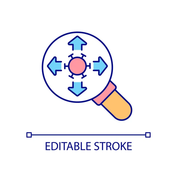 Monitorear Virus Propagando Icono Color Rgb Infección Contagiosa Investigación Médica — Vector de stock