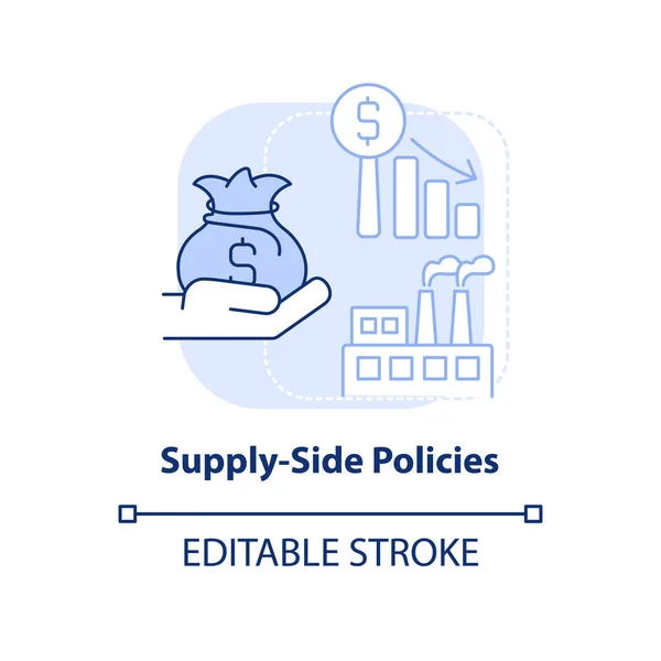 Politiche Lato Offerta Icona Concetto Azzurro Efficienza Economica Controllo Inflazione — Vettoriale Stock