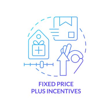 Fixed price plus incentives blue gradient concept icon. Win-win strategy for supplier and buyer abstract idea thin line illustration. Contract type. Isolated outline drawing. Myriad Pro-Bold font used