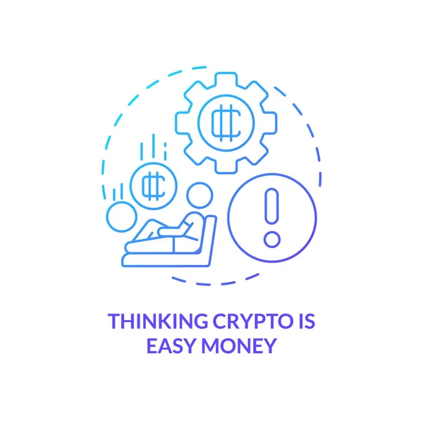 Thinking Crypto Easy Money Blue Gradient Concept Icon Trader Risks — Stockvektor