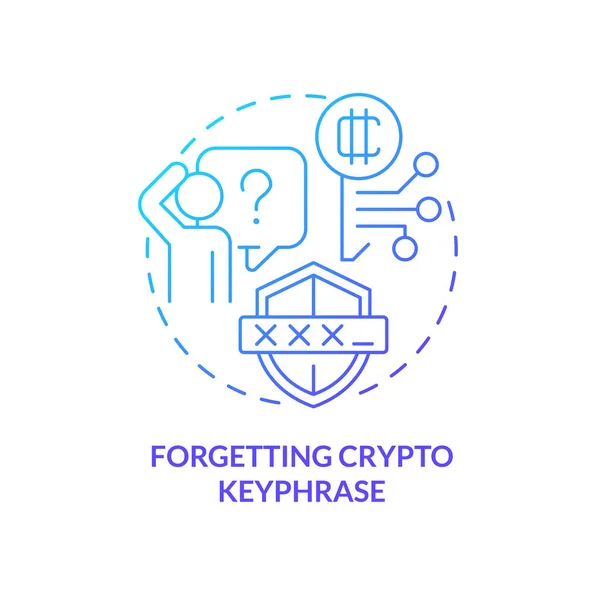 Forgetting Crypto Keyphrase Blue Gradient Concept Icon Wallet Access Common — Stockvektor