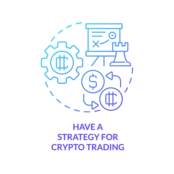 Have Strategy Crypto Trading Blue Gradient Concept Icon Trade Planning — ストックベクタ