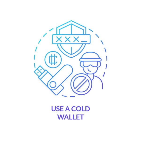 Use Cold Wallet Blue Gradient Concept Icon Hardware Trader Safety — Stock vektor