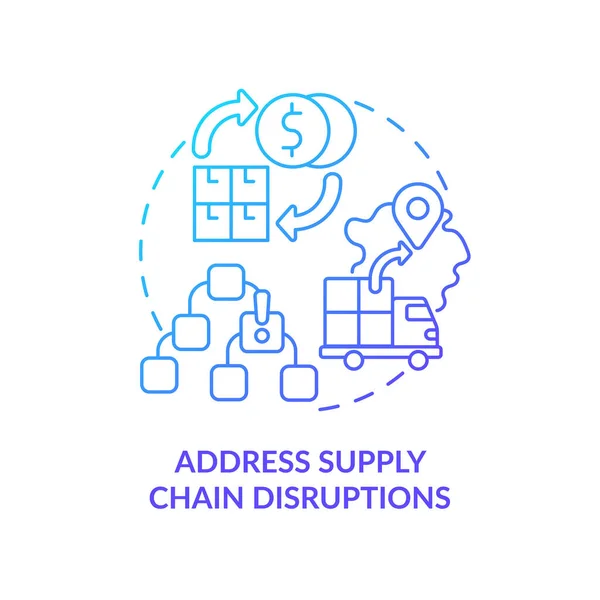 Address Supply Chain Disruptions Blue Gradient Concept Icon Dealing Inflation — Stock Vector