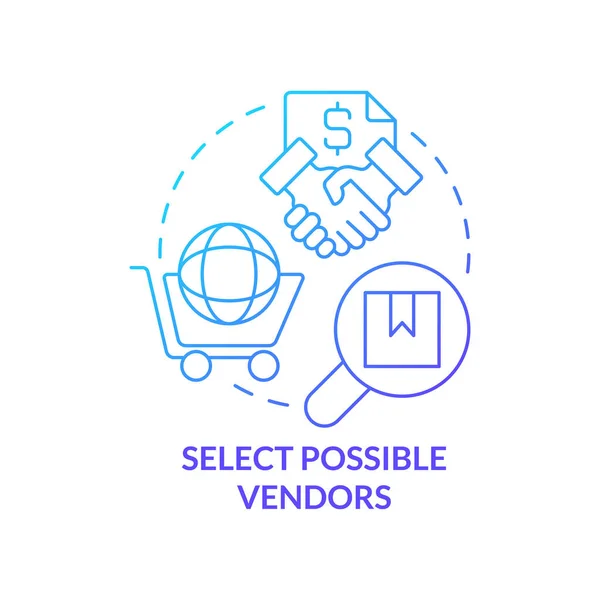 Select Possible Vendors Blue Gradient Concept Icon Basic Procurement Step — Wektor stockowy