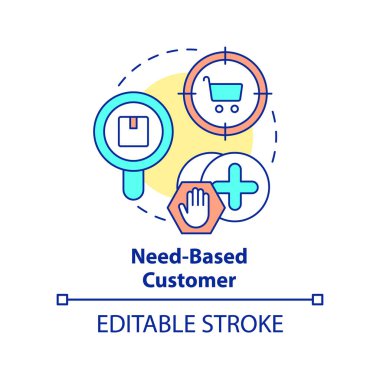 Müşteri tabanlı konsept simgesi gerekiyor. Özel durumlar için satın almak. İşletme müşterilerinin soyut fikirleri ince çizgi çizimleri. İzole bir taslak çizim. Düzenlenebilir felç. Arial, Myriad Pro-Kalın yazı tipleri