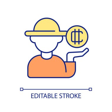 Kripto çiftçilik RGB renk simgesi veriyor. Kripto döviz ticareti kârını arttırıyorum. Dijital iş. İzole vektör çizimi. Basit bir çizgi çizimi. Düzenlenebilir felç. Kullanılan Arial yazı tipi