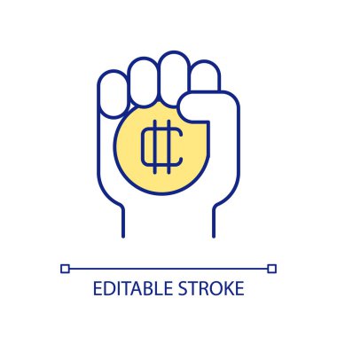 Kripto jetonlu RGB renk simgesi. Fiyat artışı için kripto para birimini koru. Dijital iş. İzole vektör çizimi. Basit bir çizgi çizimi. Düzenlenebilir felç. Kullanılan Arial yazı tipi