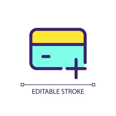 Yeni bir banka hesabı pikseli aç mükemmel RGB renk ui simgesi. Ödeme kartı. Basit doldurulmuş çizgi ögesi. Mobil uygulama için UX tasarımı. Vektör izole görüntü grafiği. Düzenlenebilir felç. Kullanılan Arial yazı tipi