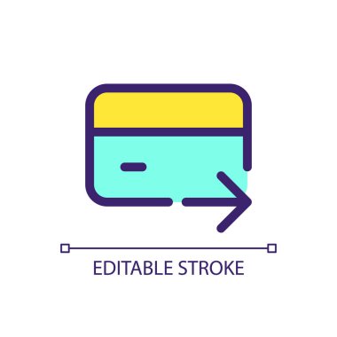 Elektronik fon transfer piksel mükemmel RGB renk ui simgesi. Elektronik operasyon. Basit doldurulmuş çizgi ögesi. Mobil uygulama için UX tasarımı. Vektör izole görüntü grafiği. Düzenlenebilir felç. Kullanılan Arial yazı tipi