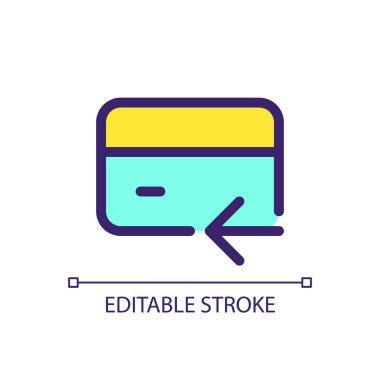 Elektronik para geri ödeme piksel mükemmel RGB renk ui simgesi. Bankacılık ve finans. Basit doldurulmuş çizgi ögesi. Mobil uygulama için UX tasarımı. Vektör izole görüntü grafiği. Düzenlenebilir felç. Kullanılan Arial yazı tipi