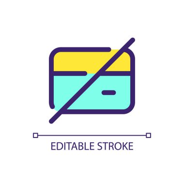 Azaltılmış ödeme pikseli mükemmel RGB renk ui simgesi. Süresi dolmuş kredi kartı. Basit doldurulmuş çizgi ögesi. Mobil uygulama için UX tasarımı. Vektör izole görüntü grafiği. Düzenlenebilir felç. Kullanılan Arial yazı tipi