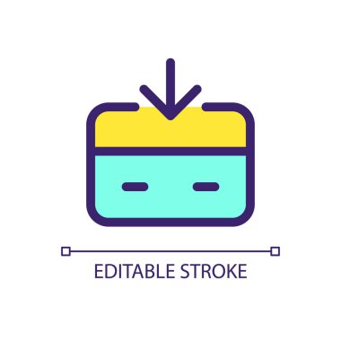 Para piksel mükemmel RGB renk ui simgesi al. Elektronik para transferi. Basit doldurulmuş çizgi ögesi. Mobil uygulama için UX tasarımı. Vektör izole görüntü grafiği. Düzenlenebilir felç. Kullanılan Arial yazı tipi