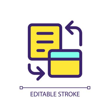 Banka hesap beyanı pikseli mükemmel RGB renk ui simgesi. İşlemlerin özeti. Basit doldurulmuş çizgi ögesi. Mobil uygulama için UX tasarımı. Vektör izole görüntü grafiği. Düzenlenebilir felç. Kullanılan Arial yazı tipi