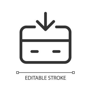 Para piksel mükemmel doğrusal ui simgesi al. Elektronik para transferi. Ödeme geliyor. GUI, UX tasarımı. Uygulama ve web için izole edilmiş kullanıcı arayüzü ögesi. Düzenlenebilir felç. Kullanılan Arial yazı tipi