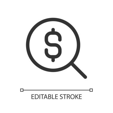 En iyi döviz kuru piksel mükemmel doğrusal ikonu ara. Finans ve bankacılık. GUI, UX tasarımı. Uygulama ve web için izole edilmiş kullanıcı arayüzü ögesi. Düzenlenebilir felç. Kullanılan Arial yazı tipi