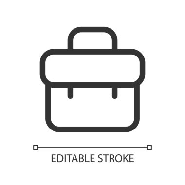 İş durumu pikseli mükemmel doğrusal ui simgesi. İşsizlik. Ticaret, pazarlama. Seyahat bagajı. GUI, UX tasarımı. Uygulama ve web için izole edilmiş kullanıcı arayüzü ögesi. Düzenlenebilir felç. Kullanılan Arial yazı tipi