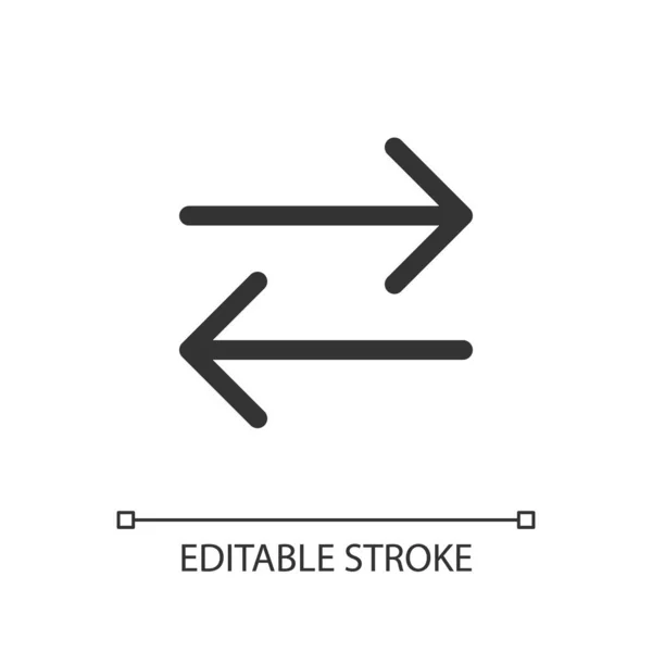 Two Arrows Pixel Perfect Linear Icon Transaction Symbol Exchange Left — Stockový vektor