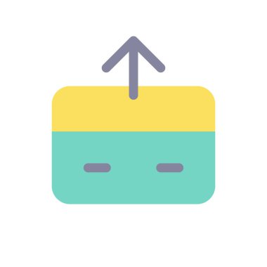 Parayı düz renkli ui simgesine gönder. Elektronik para transferi. Giden ödemeler. Kredi kartıyla. Mobil uygulama için basit doldurulmuş öge. Renkli, sağlam bir resim. Vektör izole edilmiş RGB illüstrasyonu