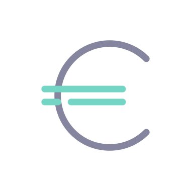 Euro işareti düz renkli ui simgesi. Yabancı para birimi. Finans ve bankacılık. Zenginlik ve zenginlik. Mobil uygulama için basit doldurulmuş öge. Renkli, sağlam bir resim. Vektör izole edilmiş RGB illüstrasyonu