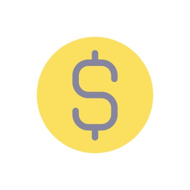 Dolar sikkesi düz renk ui ikonu. Para ve para. Altın sent. Finans ve bankacılık. Mobil uygulama için basit doldurulmuş öge. Renkli, sağlam bir resim. Vektör izole edilmiş RGB illüstrasyonu